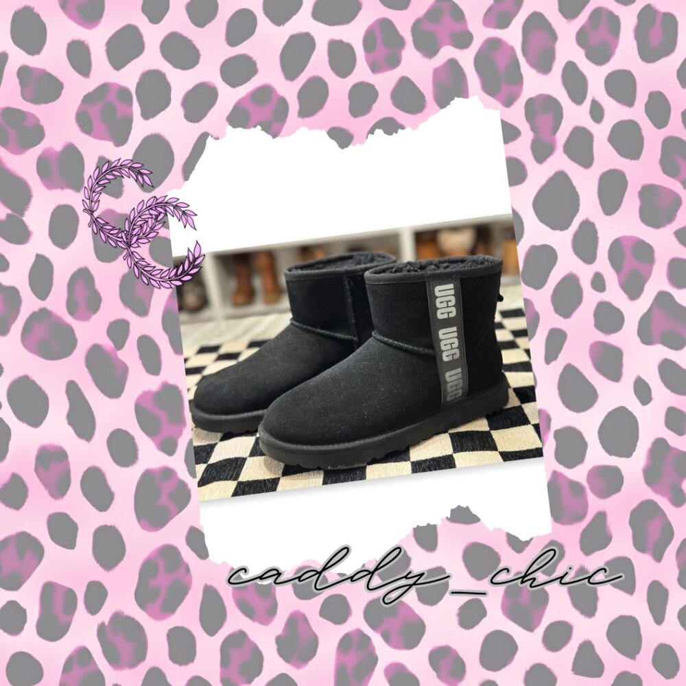 UGG Classic Mini Logo Side Black Size 8